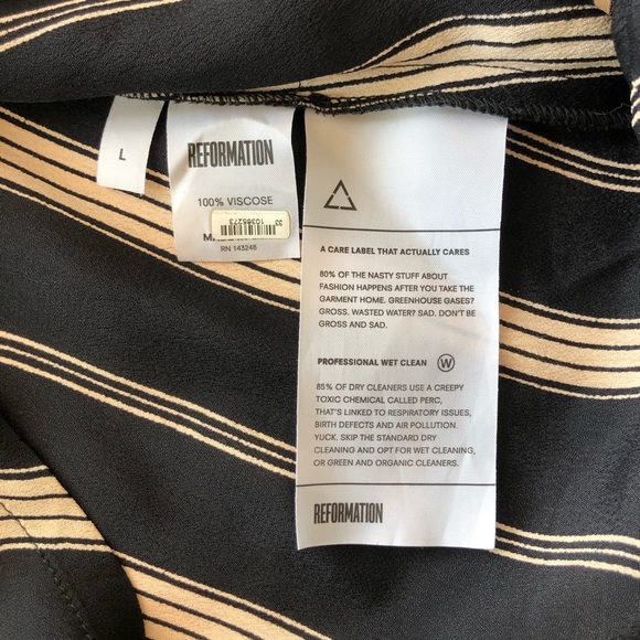 Reformation Black Striped Tunic Dress Size L EUC - Picture 5 of 6
